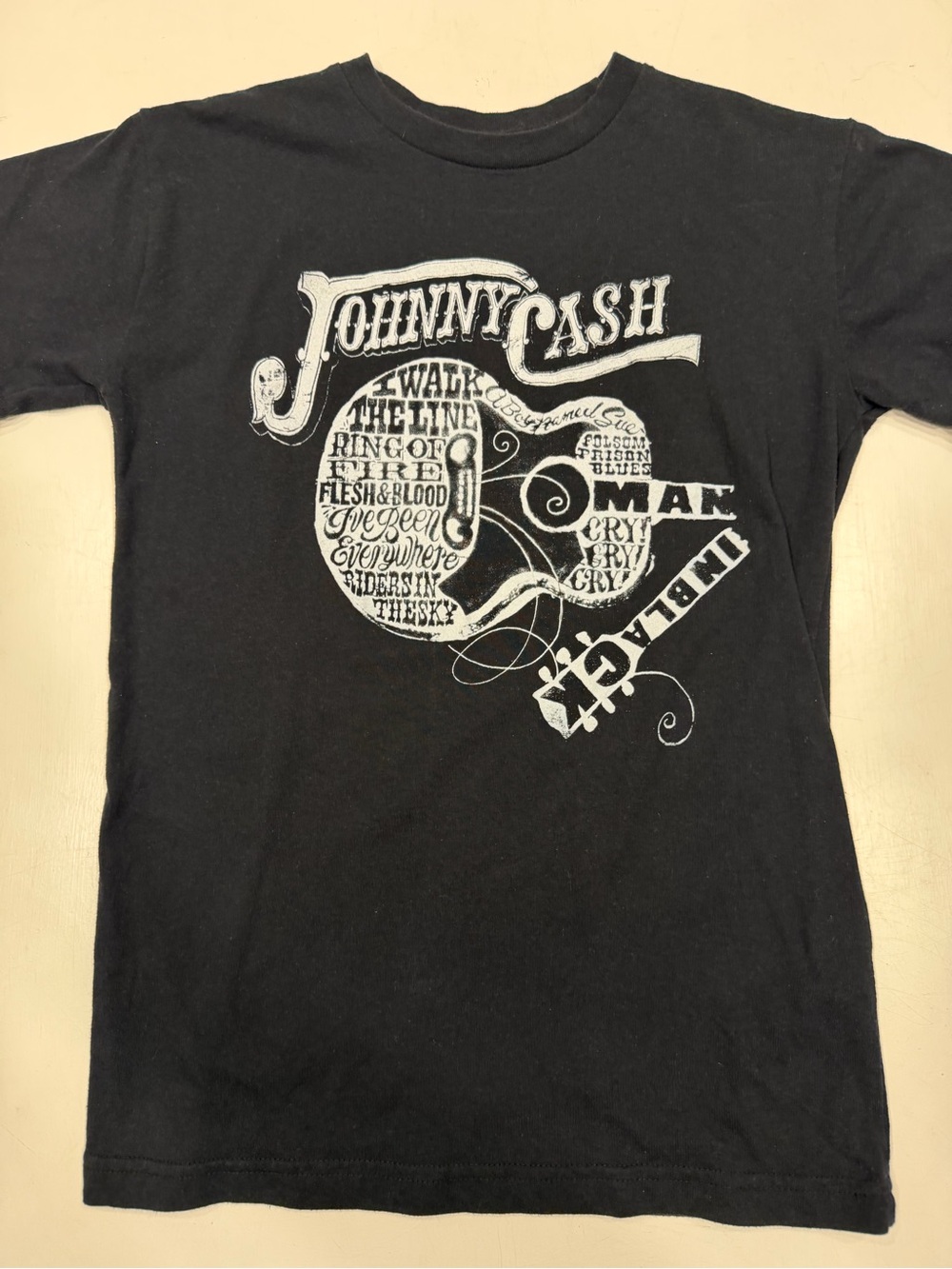 Johnny Cash Black Graphic Short Sleeve Tee - Women's